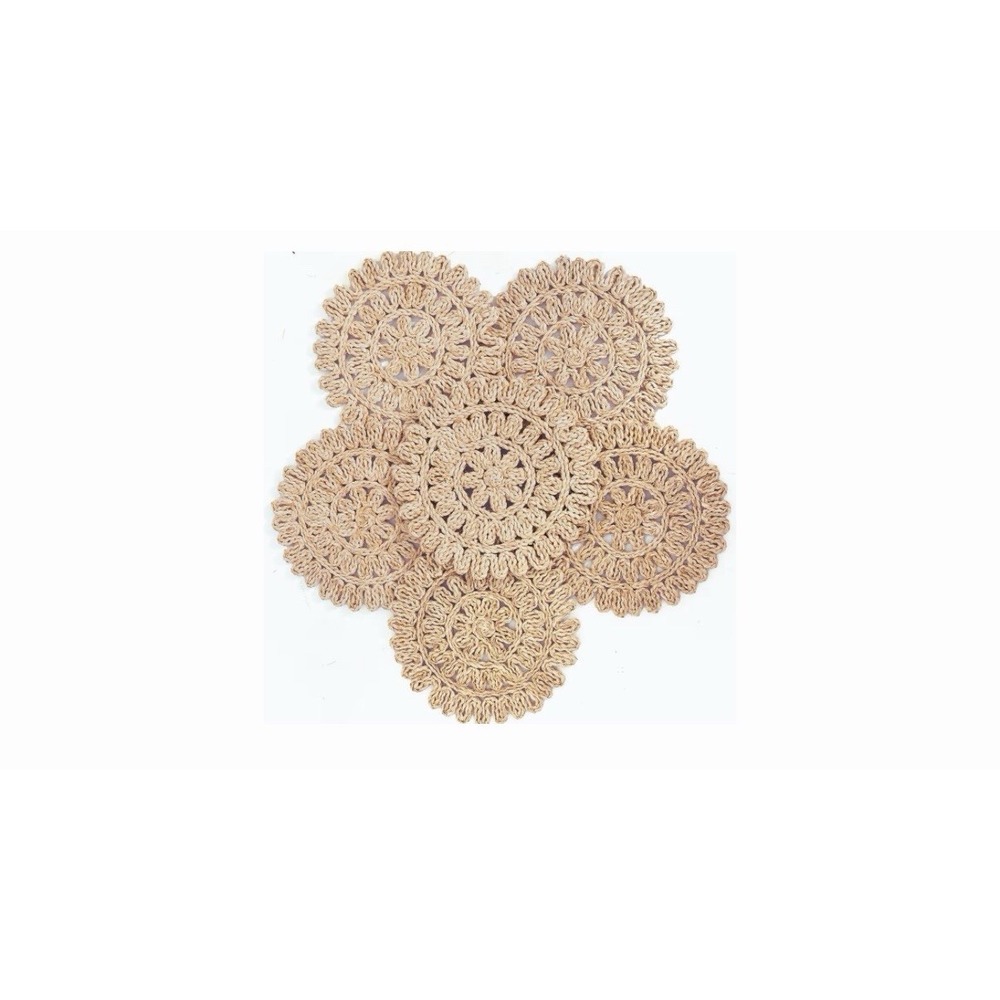 13.8" Set of 6 Round Woven Placemats from Natural Set of 6 (Dia 13.8) Corn